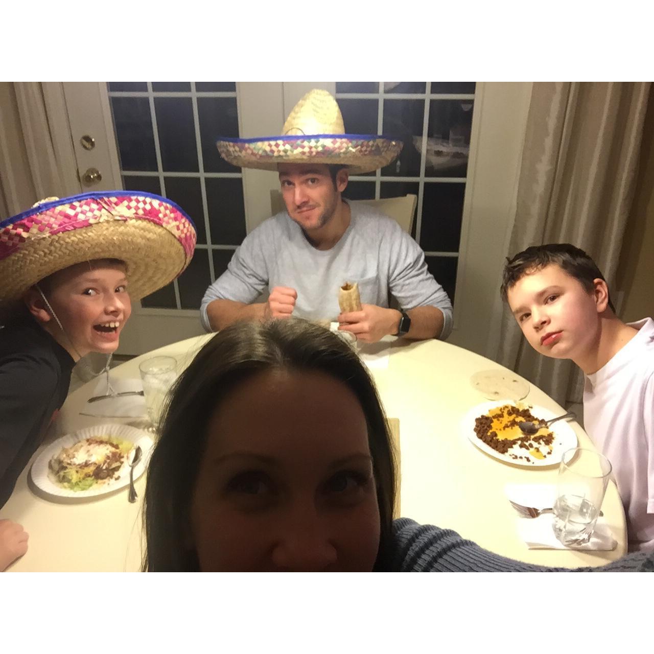Tacos with Suzanne's nephews Cameron and Brady