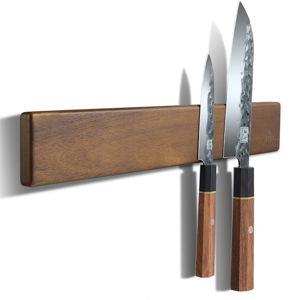 Magnetic Knife Strips, Magnetic Knife Holder for Wall 16 Inch, Acacia Wood Knife Magnetic Strip Use as Knife Bar, Knife Holder for Kitchen Utensil Organizer, Without hooks