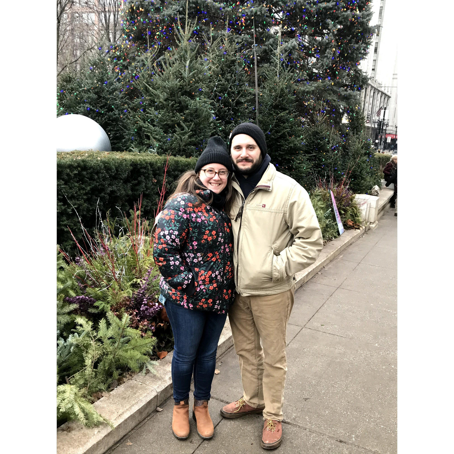 Christmas 2019 by the Chicago tree.