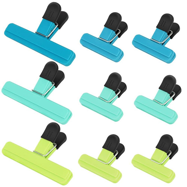 TACGEA Chip Clips, 9 Pack Food Clips, Bag Clips for Food Storage with Air Tight Seal Grip (3 Large and 6 Small)