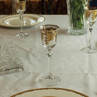 Embellished 24K Gold Crystal Liquor Goblets, Set of 4
