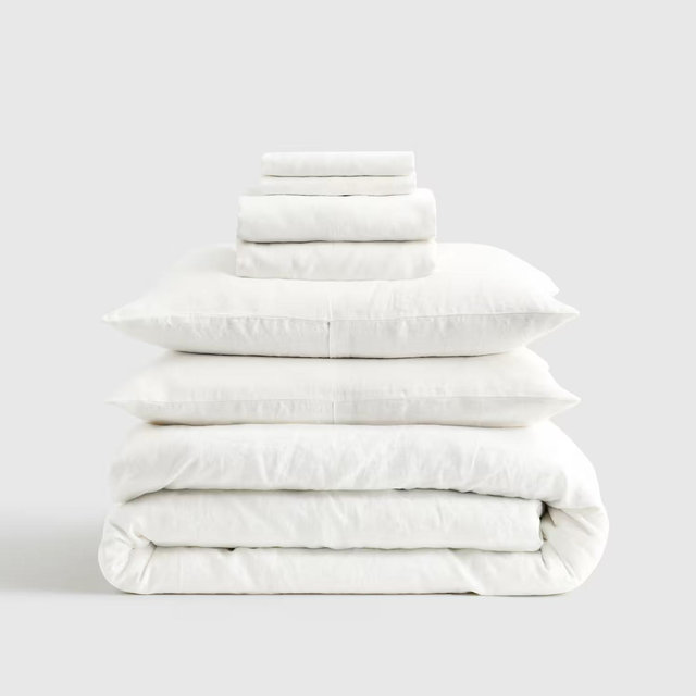 Quince Deluxe Linen Duvet Bundle | Queen, White