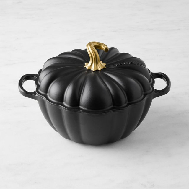 Le Creuset Enameled Cast Iron Pumpkin Cocotte, 4-Qt., Matte Black
