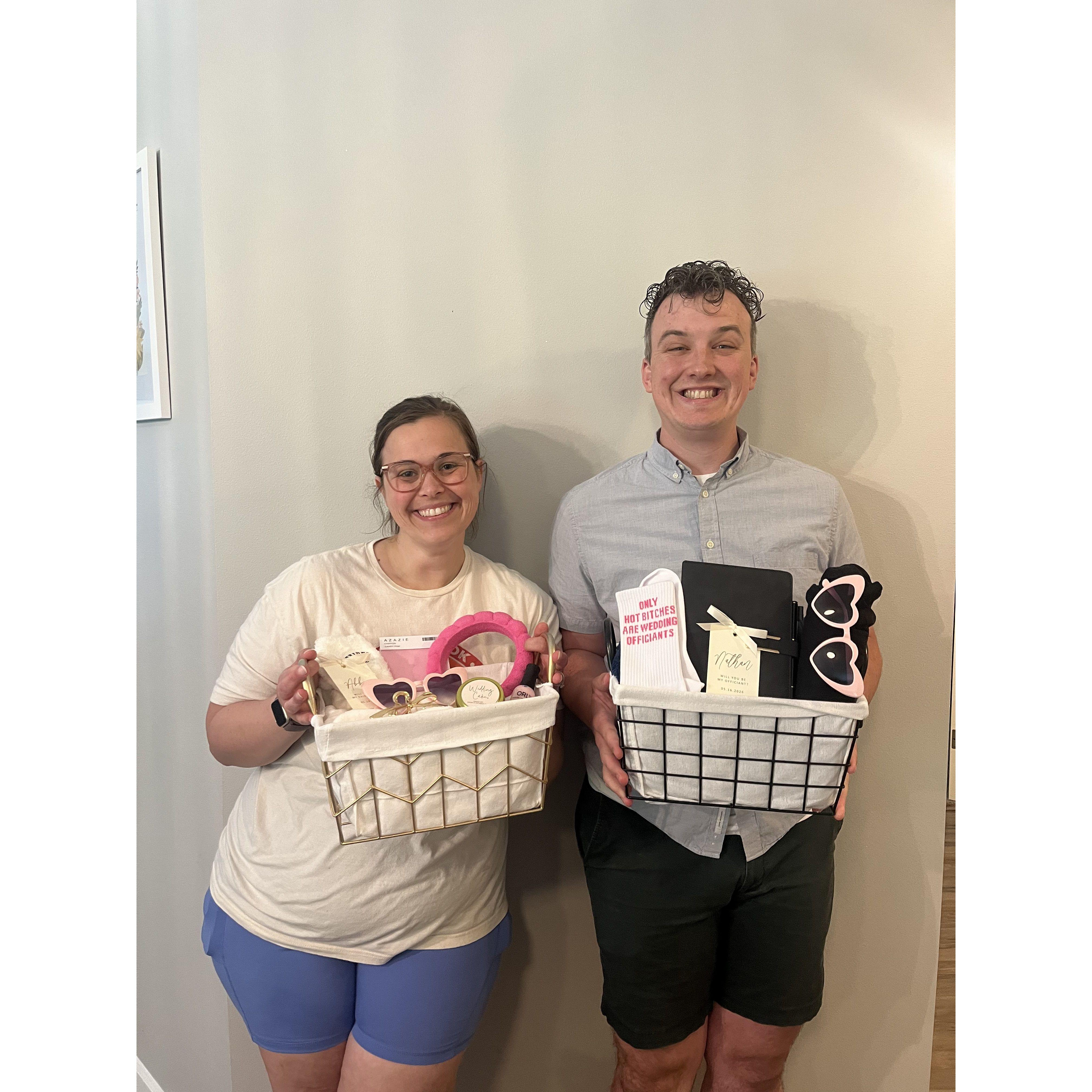 Asking Abbie to be a bridesmaid and Nate the Officiant!