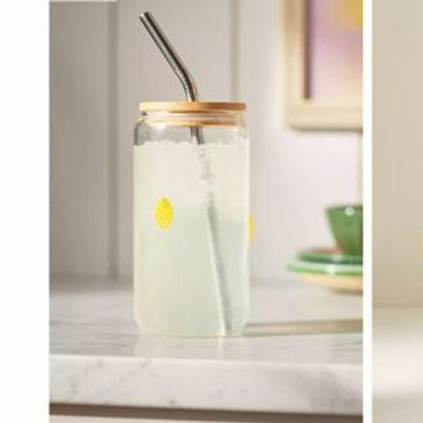 Icon Juice Glass Tumbler with Lid, lemon