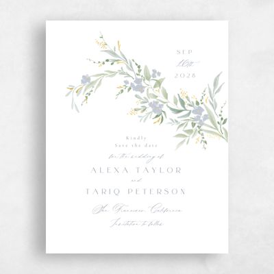 Dusty Blue Wedding Save the Date - Darcy Portrait Foil