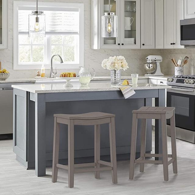Hillsdale Furniture Fiddler Saddle Backless Counter Height Stool, Aged Gray