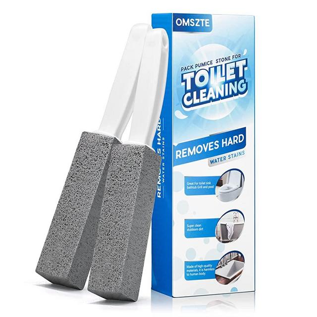2Pack Pumice Stone Toilet Bowl Cleaner with Handle,Powerfully Cleans Away Limescale Stain,Hard Water Rings, Calcium Buildup,Suitable for Tiles, BBQ Grill, Pools, Bath tubs and Ceramic Surfaces.
