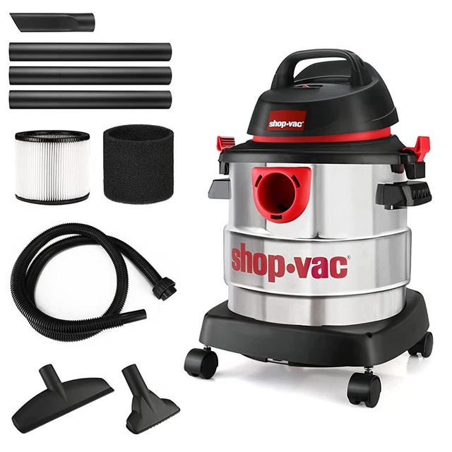 Shop-Vac 5 Gallon 4.5 Peak HP Wet/Dry Vacuum, Stainless Steel Tank, Portable Shop Vacuum with Attachments for Jobsite, Garage & Workshop. 5989300