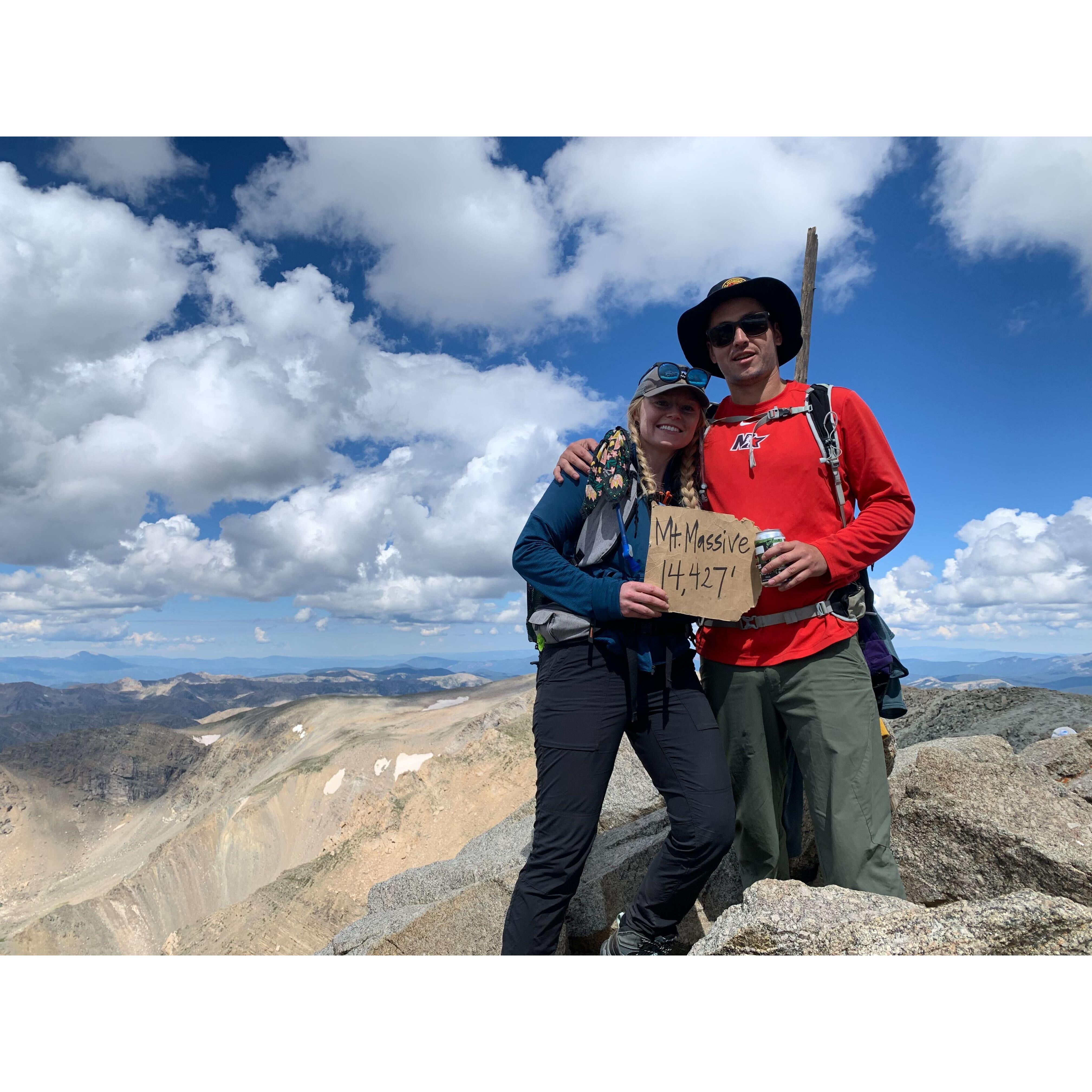 Our first 14'er together, Mt Massive, August 2022