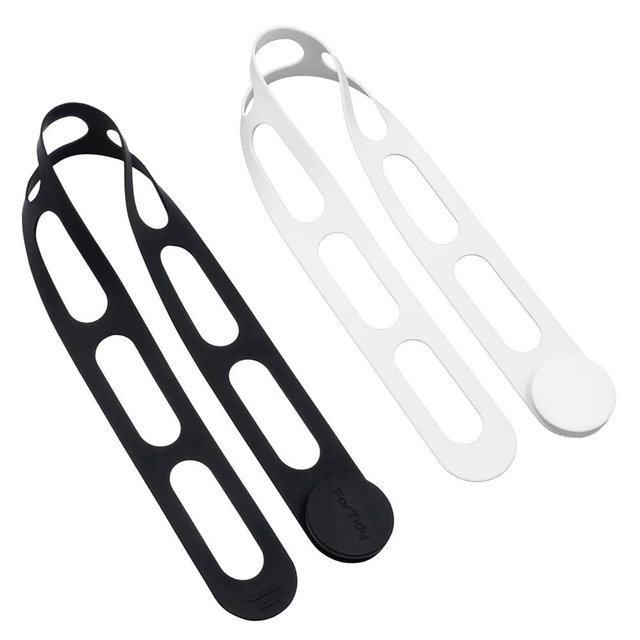 Silicone Latch Strap for Slow Cooker Lid, Pot, Bento Box, 21.65 In Reusable Elastic Self-Lock Silicone Tie for Bundling or Organizing Curtain, Cords, Yoga Mat, Camping Mat, 2pcs (Black&White)