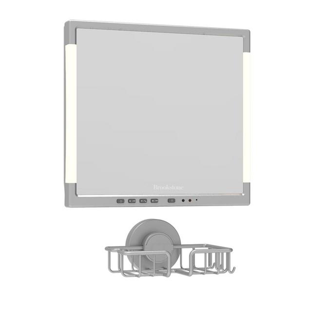 Brookstone® Fog-Free Shower Mirror with LED and Bluetooth in Silver