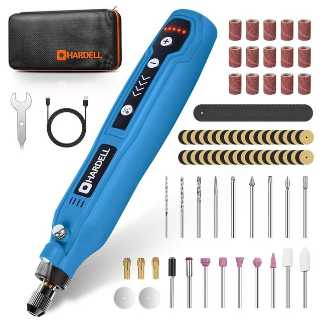 HARDELL Cordless Rotary Tool, 5 Variable Speed Mini Rotary Tool Kit with 69 Accessories, 3.7V Type-C Charging Power Rotary Tool for Engraving, Sanding, Polishing, Carving, Cutting, DIY Crafts