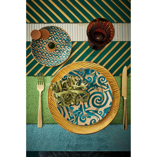 L'Objet Fortuny Delphi Yellow Dinner Plate