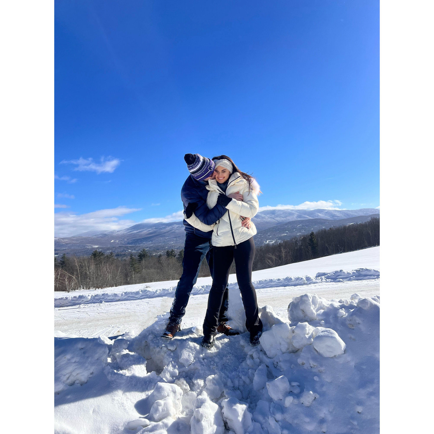 Sofia's first time Skiing and Christopher helping!