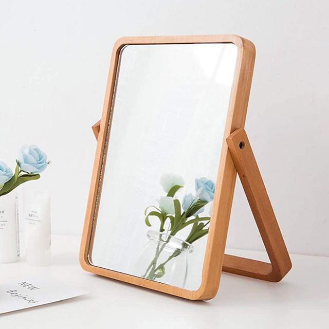 ZOROSY Wood Table Vanity Makeup Mirror - Rectangle Wall-Mounted Mirrors for Living Room,Bedeoom