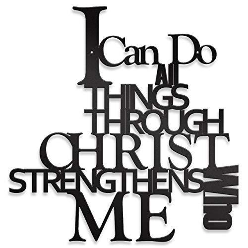 I Can Do All Things - Steel Roots Decor - Christian Wall Decor - 14 inch(Black)