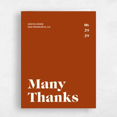 Dark Rust, Orange Wedding Thank You - Everett Type