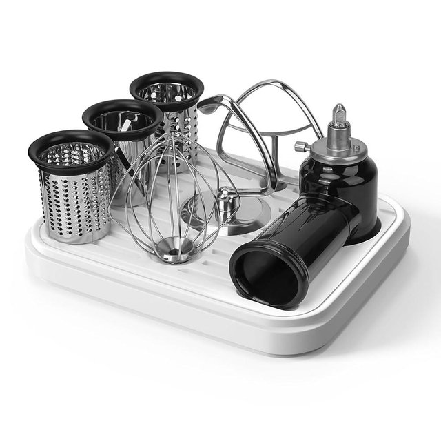 Zipcase Stand Mixer Attachment Bracket, Fresh Prep Slicer Accessories Tray Organizer, Compatible with Kitchenaid Tilt-Head Mixer 4.5-5 QT, 12.7” x 10.4” x 1.7”, White
