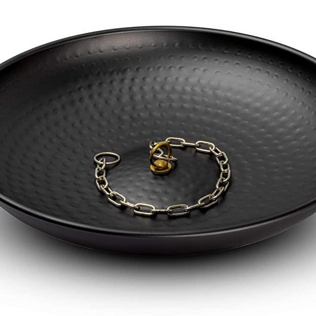 Monarch Rain Chains 29125 Black Powder Coated 15 inch Rain Chain Basin Hand Hammered Mild Steel 15