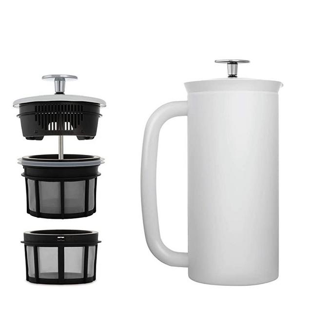 ESPRO P7 French Press - Double Walled Stainless Steel Insulated Coffee and Tea Maker (Matte White, 18 Ounce)
