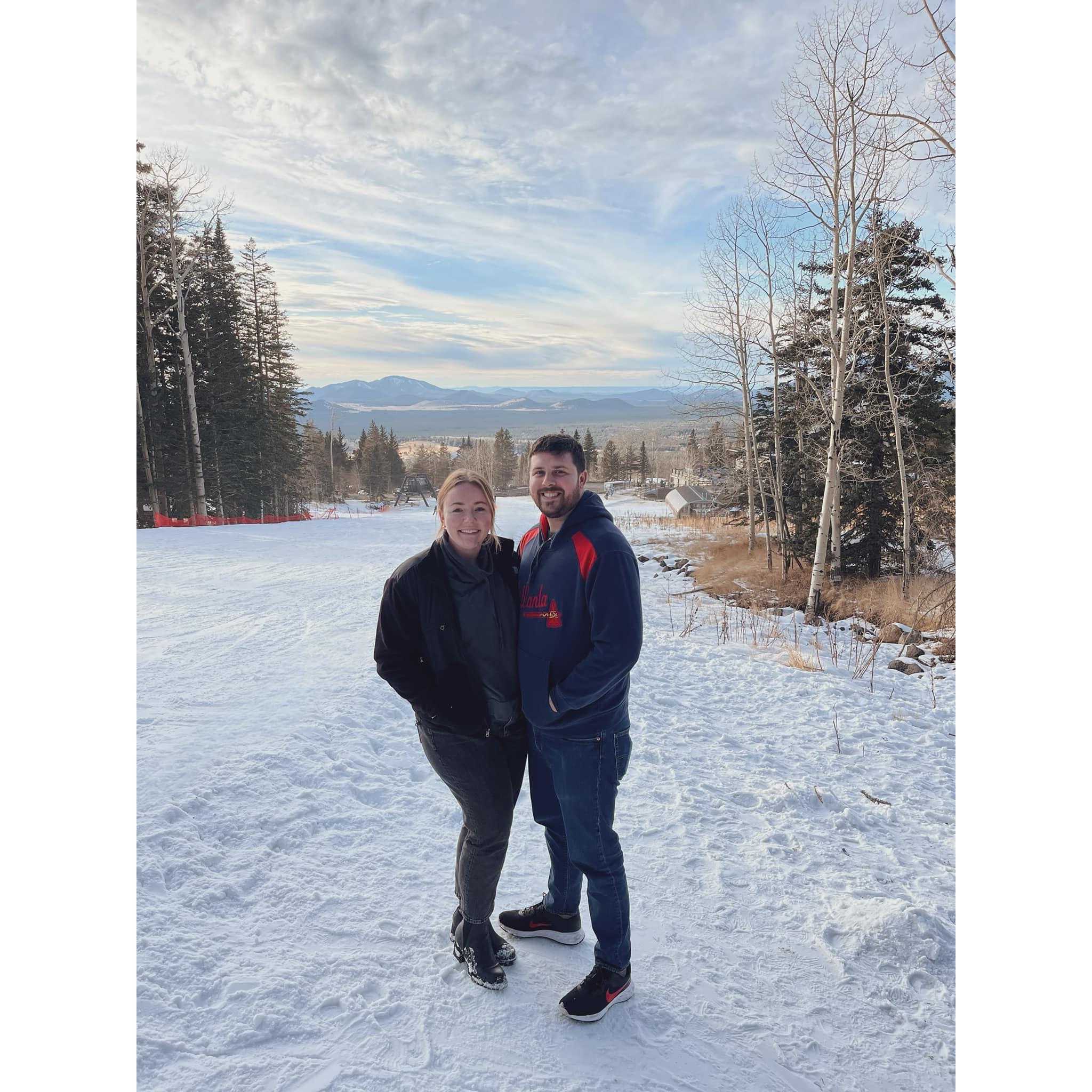 Christmas 2023- believe it or not, this is Arizona. Flagstaff, AZ to be exact. We went to the Lowell Observatory to see Pluto, didn't quite PLANET well with the cloud cover though.