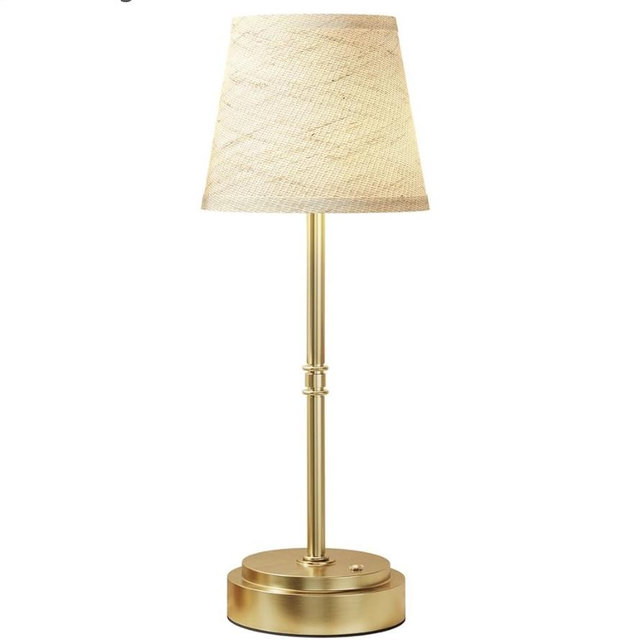 Rechargeable Cordless Table Lamp Gold - 1 Pack Brass 7500mAh Battery Operated Lamp, Small Antique Brass Aesthetic Desk Lamp for Kitchen Counter, Bathroom Vanity & Dining Room