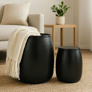 Merida 2-Piece Drum Storage Side Table with Lid