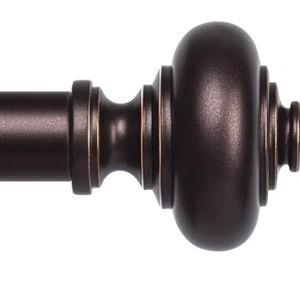Bronze Curtain Rods for Windows 48 to 84 Inch, Decorative Heavy Duty Single-Side Adjustable 1'' Antique Brown Curtain Rod, Vintage Rustic Metal Drapery Pole for Farmhouse Bedroom Living Room
