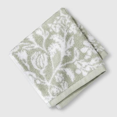 Performance Floral Texture Washcloth Light Sage Green - Threshold™