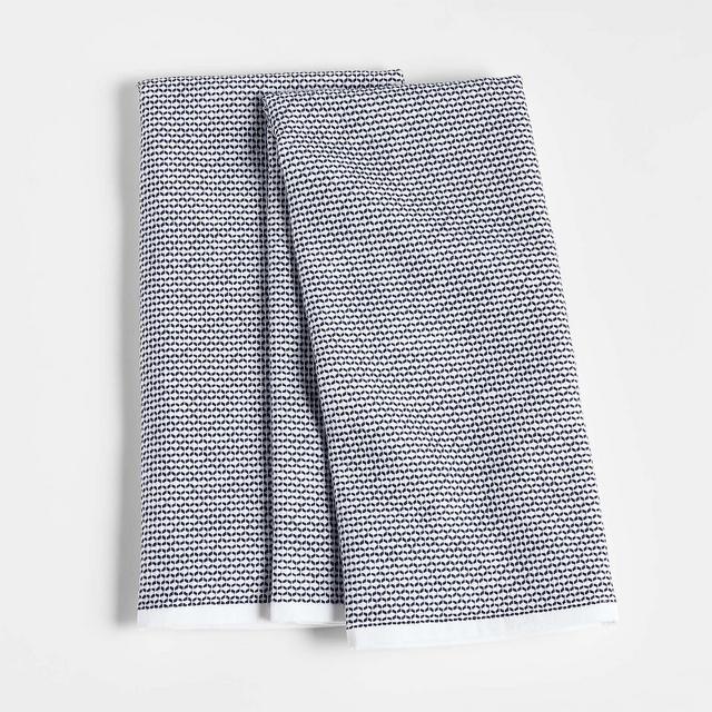 Textured Terry Indigo Organic Cotton Dish Towels, Set of 2