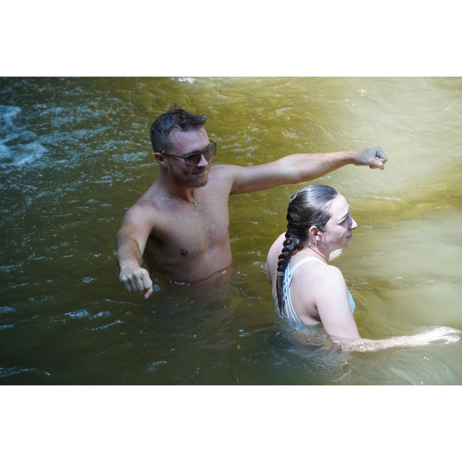 Getting used to some cold water at Patapsco State Park!