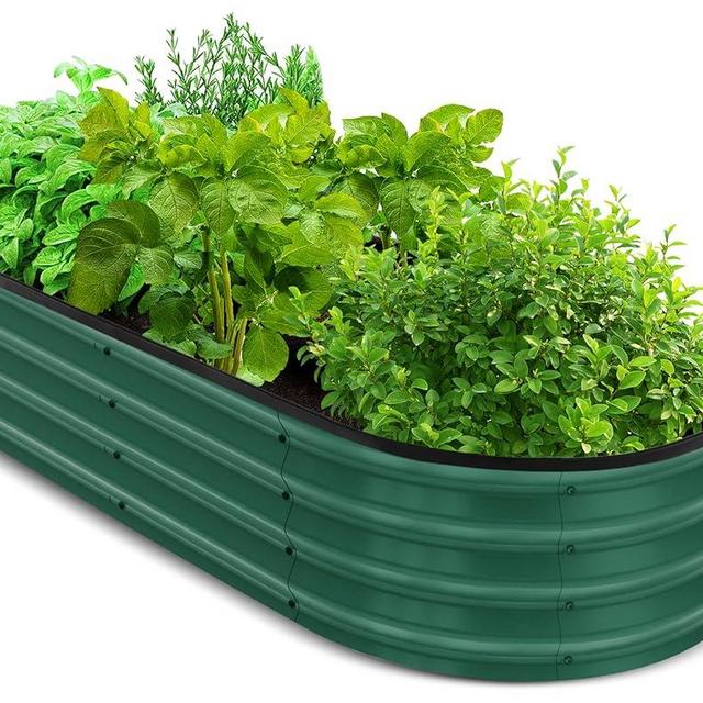Utopia Home Galvanized Raised Garden Bed, 4ft x 2ft Planter Boxes Outdoor with Easy Assembly, Large Garden Bed for Vegetables, Fruits, Flower - Green