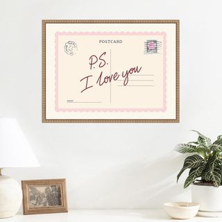 PS I Love You Postcard Print Framed Canvas Wall Art