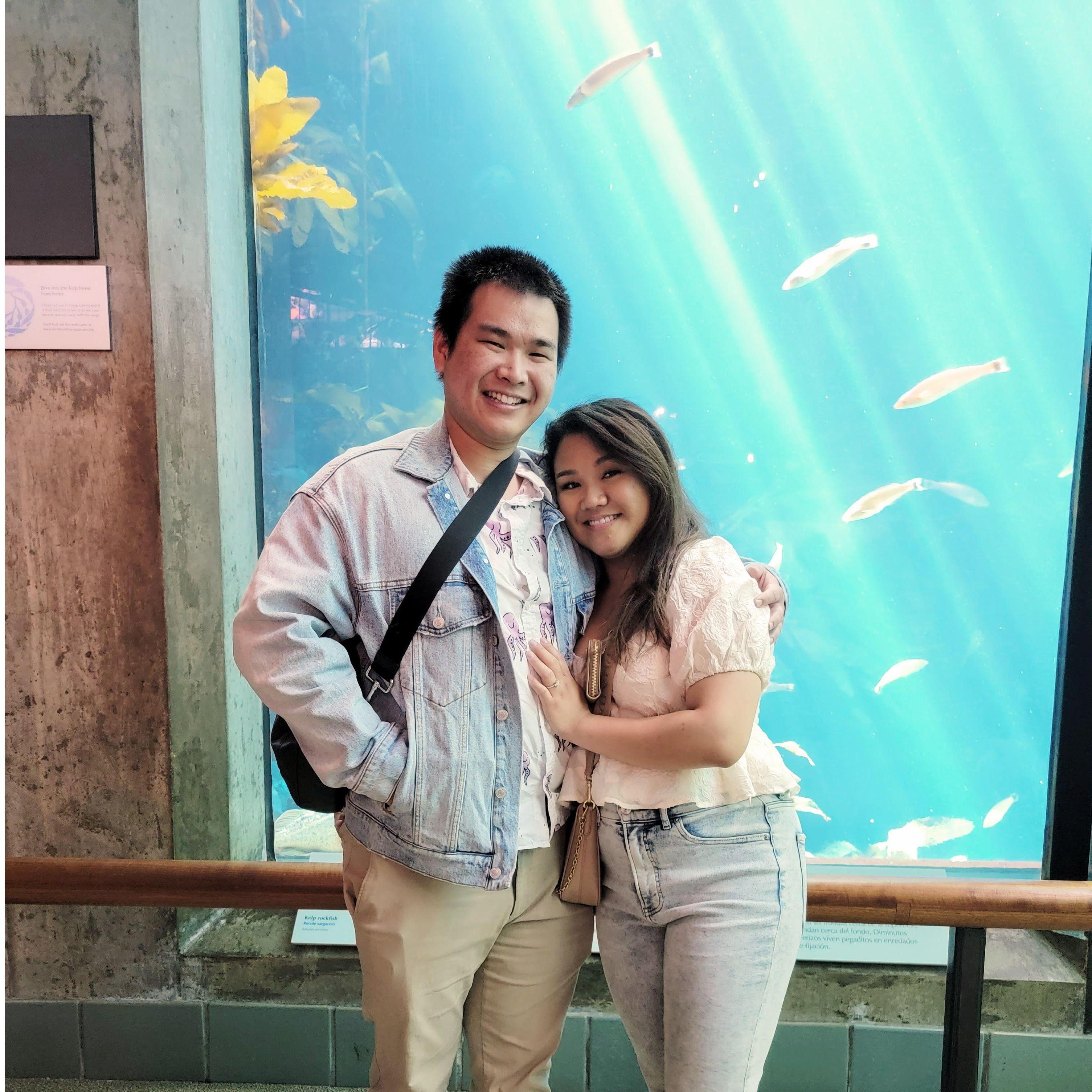 Looking cute in front of the fishes!