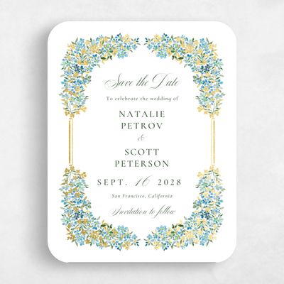 Blue Rounded Wedding Save the Date - Lunette Portrait Foil