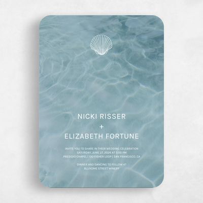 Blue Rounded Wedding Invitation - Waterview Portrait