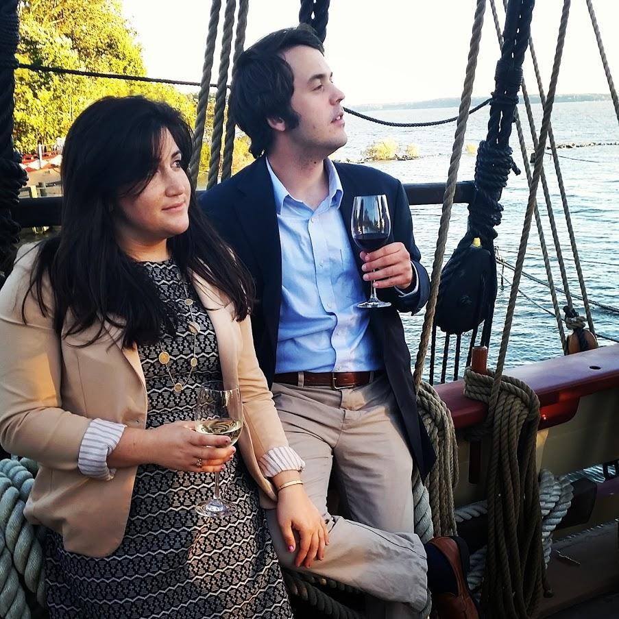 On a boat at Grande's wedding