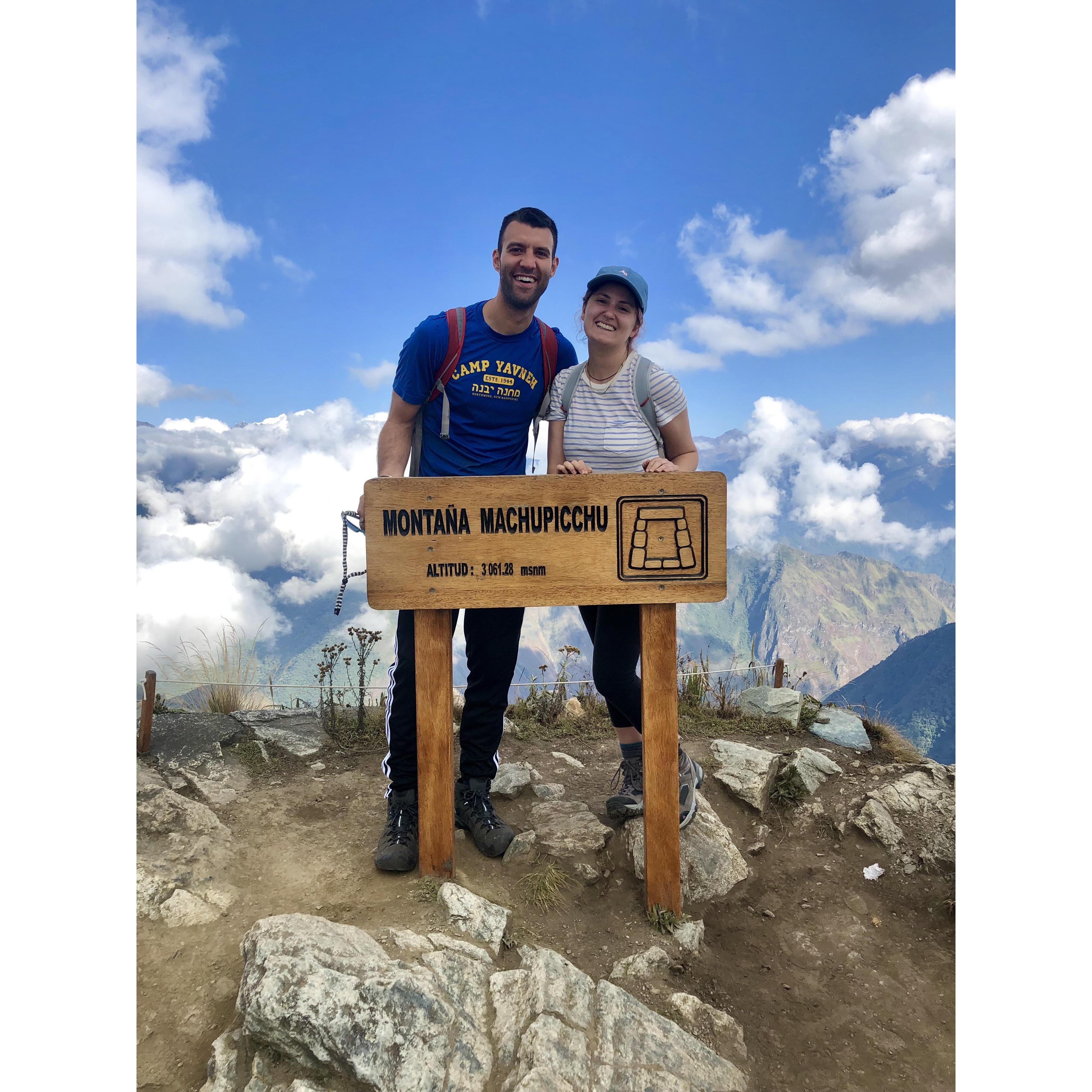 Reaching the top of Machu Picchu Mountain!