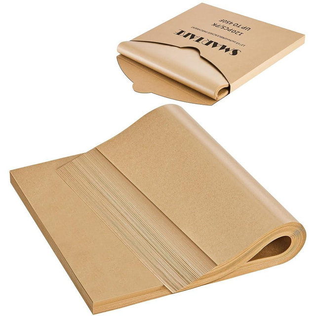 SMARTAKE 120Pcs Parchment Paper Sheets, 13x18 Inch Pre-Cut Parchment Paper for Baking, Non-Stick Baking Parchment Paper, Natural Wood Pulp, for Air Fryer Steaming Grilling Rack Oven (Unbleached)