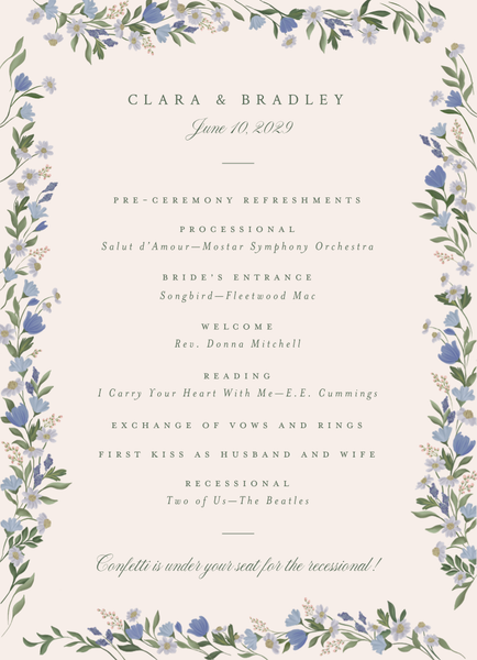 Florentina | Dark Pastel Blue | Zola Wedding Programs