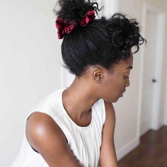 Satin Scrunchie - Burgundy, Black, Rose