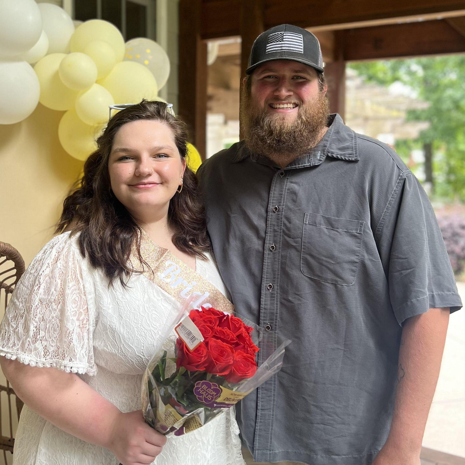 Mason brought Dani roses for her bridal shower