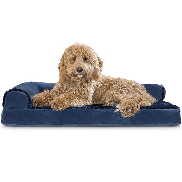 Furhaven Pet Dog Bed - Therapeutic Sofa-Style Living Room Couch & L Shaped Chaise Lounge Pet Bed for Dogs & Cats - Available in Multiple Colors & Styles