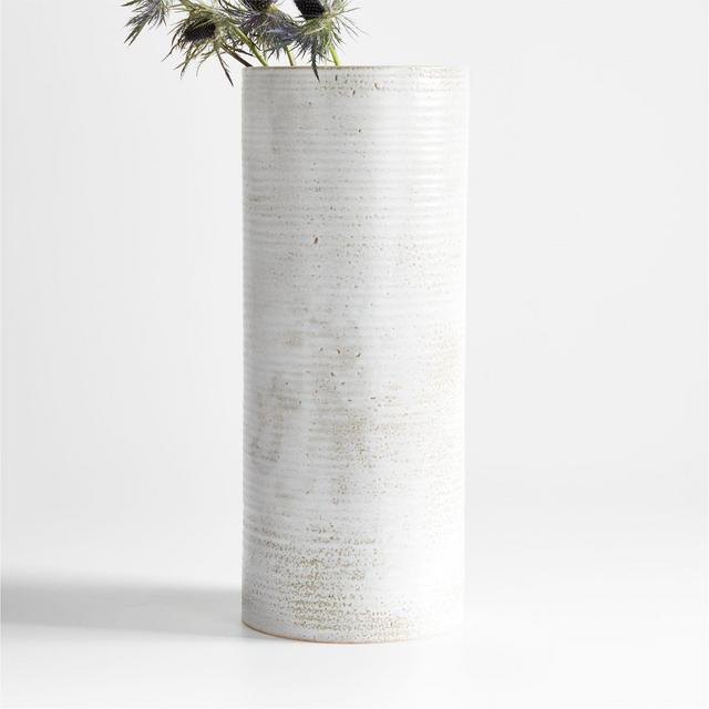 Principle Ribbed White Vase 18"