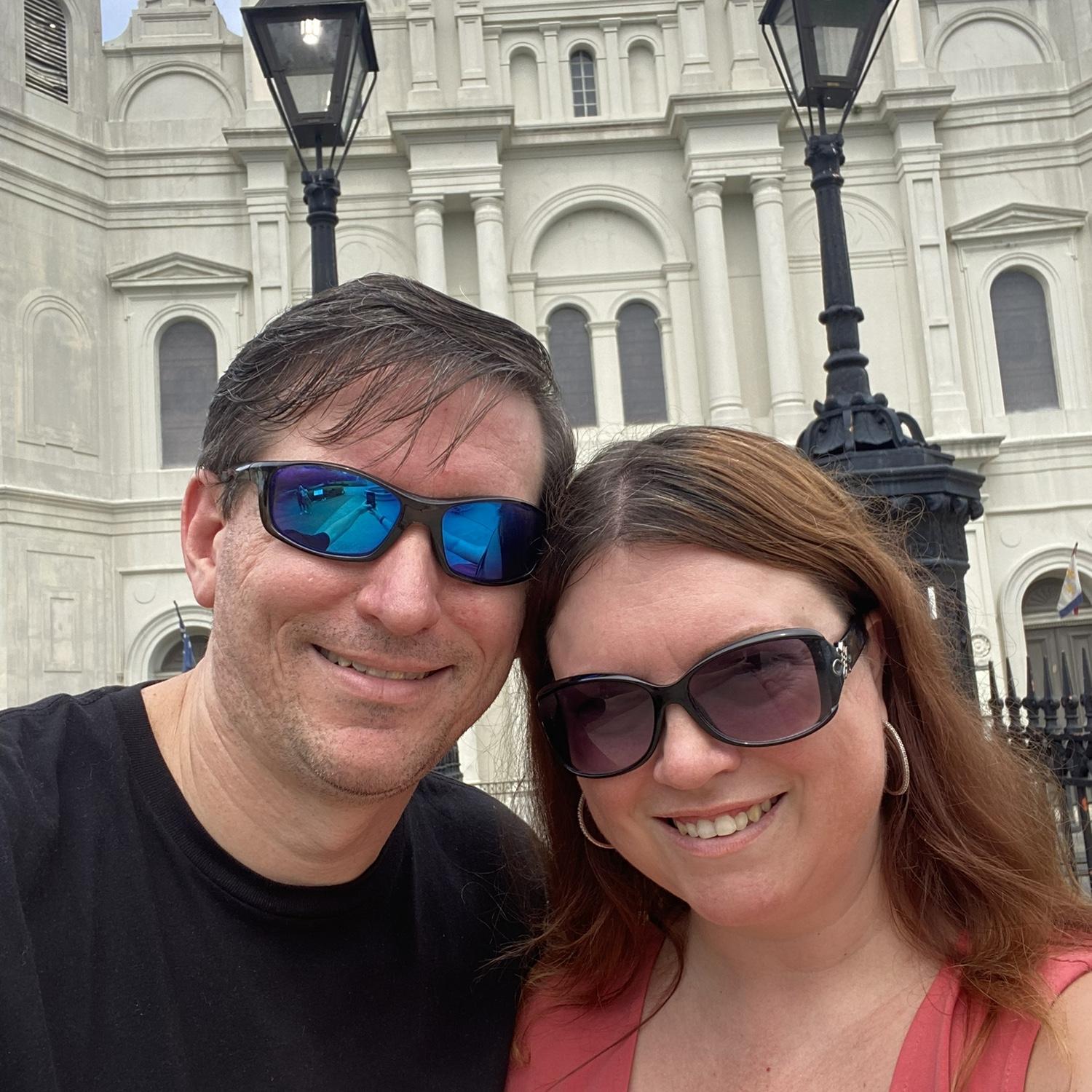 NOLA in front of the St.Louis Cathedral