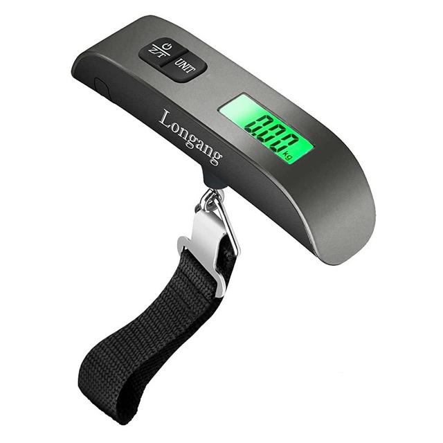 Longang 110 Pounds Digital Hanging Luggage Scale with Backlit for Travel, Rubber Paint Handle and Battery Included