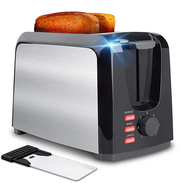 Toaster 2 Slice Stainless Steel Toaster Two Slice Toaster with Removable Crumb Tray Toaster Wide Slot Toasters 2 Slice Best Rated Prime with 7 Bread Shade Settings and Bagel, Defrost, Cancel Function