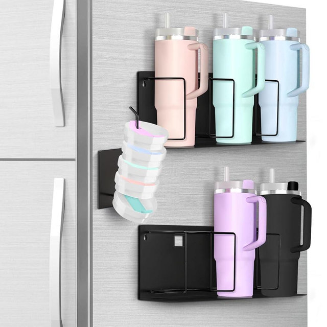 Magnetic Cup Holder for Fridge, Water Bottle Organizer for Cabinet Magnetic Cup Holder Heavy Duty Storage Tumbler Organizer for 20oz 30oz 40oz Cup Accessories