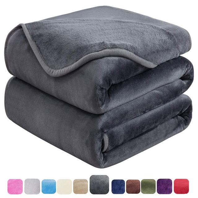HOZY Soft Queen Size Blanket for Fall Winter Spring All Season Warm Fuzzy Microplush Lightweight Thermal Fleece Summer Autumn Blankets for Couch Bed Sofa,90x90 Inches,Dark Gray